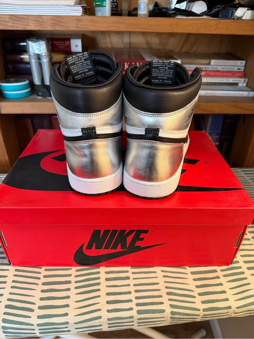 Jordan Men's High Top Sneakers - Black and Silver - Picture 3 of 13